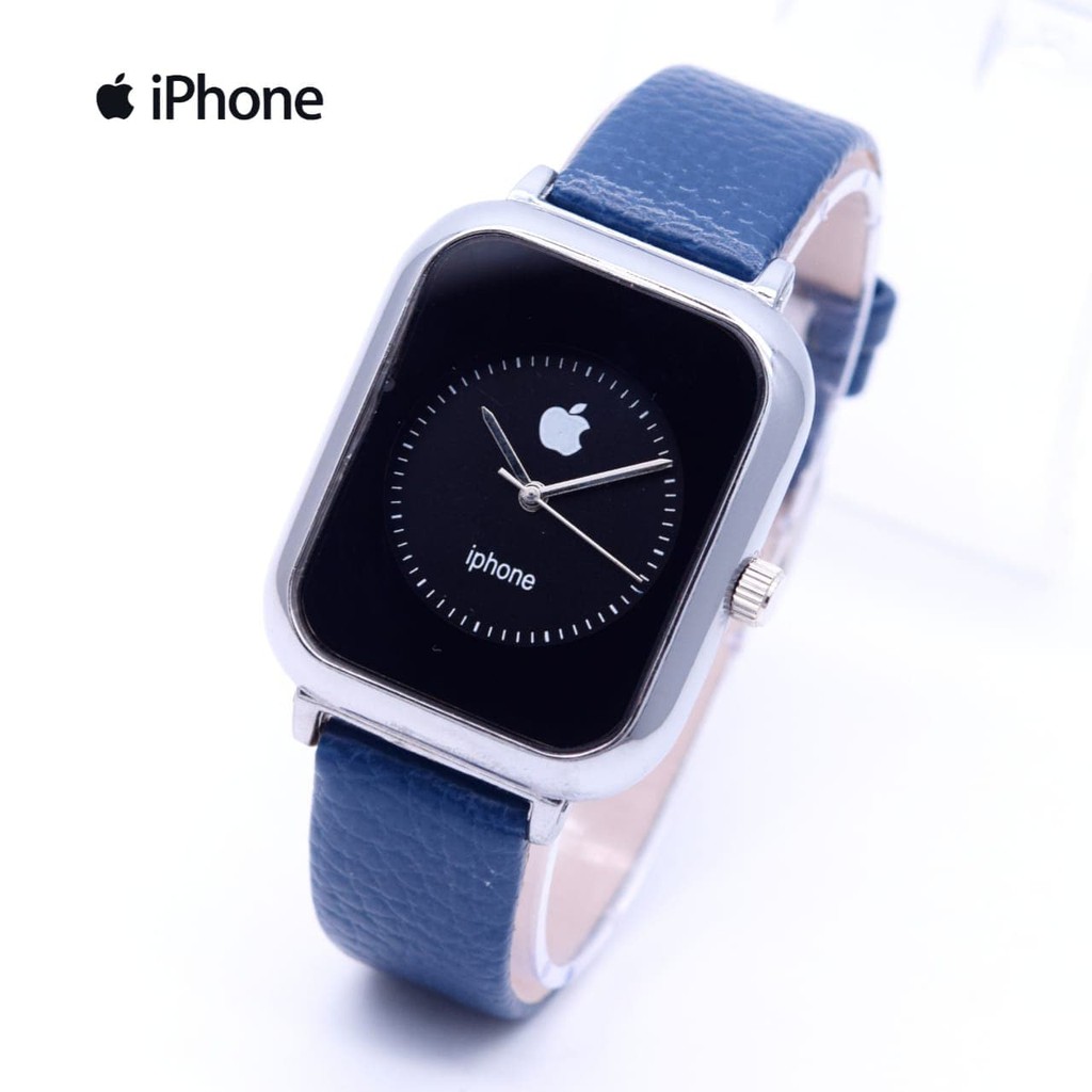 Jam Tangan Wanita / Cewek Murah Iphone Leather Blue Silver