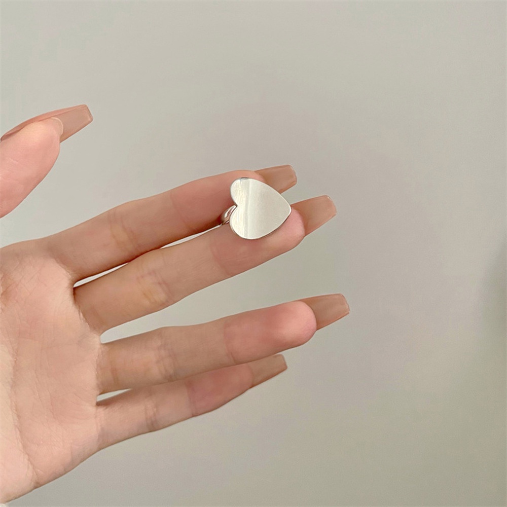 1pc Cincin Jari Telunjuk Model Terbuka Dapat Disesuaikan Warna Silver Gaya Korea Untuk Wanita