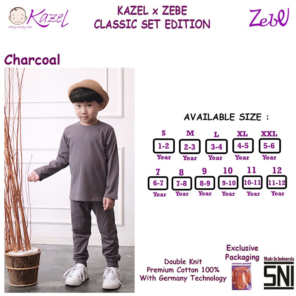 MURAH LEBAY Kazel x Zebe Classic Setelan piyama Playset Longpants BAJU ANAK / BABy boy - Girl  1-12 Thn Part 2