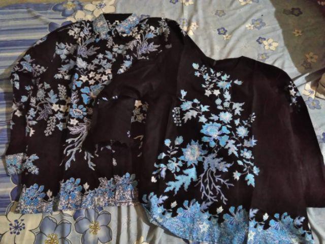 Seragam Batik Terbaru Batik Couple Keluarga Sania Ruffle Ori Ndoro Jowi Termurah Motif Cibulan Biru