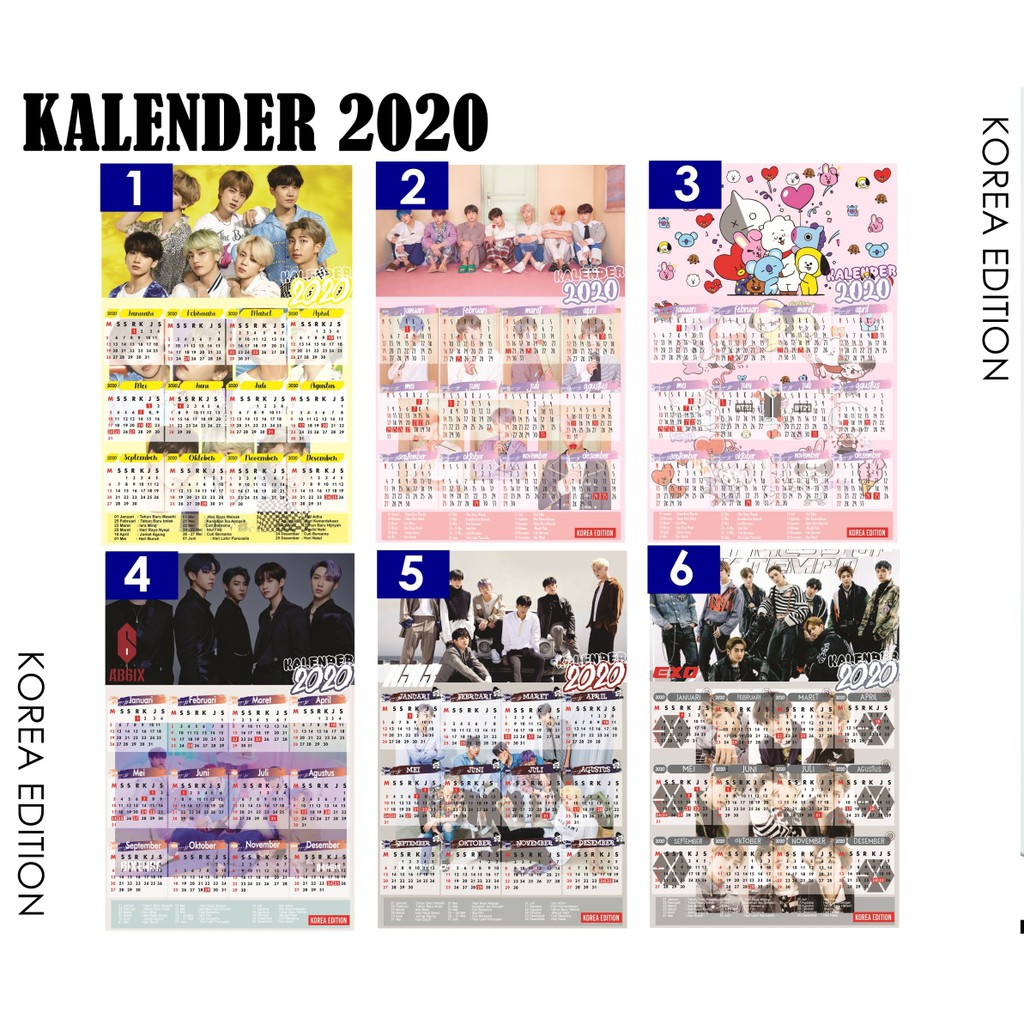 Cod Ready Stock Kalender 2020 Kpop Free Request Bts Blackpink Exo X1 Nct Dream