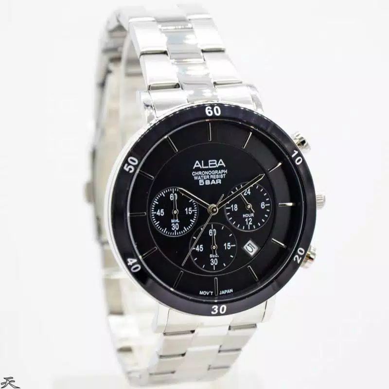 Jam Tangan Pria Sports ALBA Chrono Black dial AT3F67X1 - ALba Original