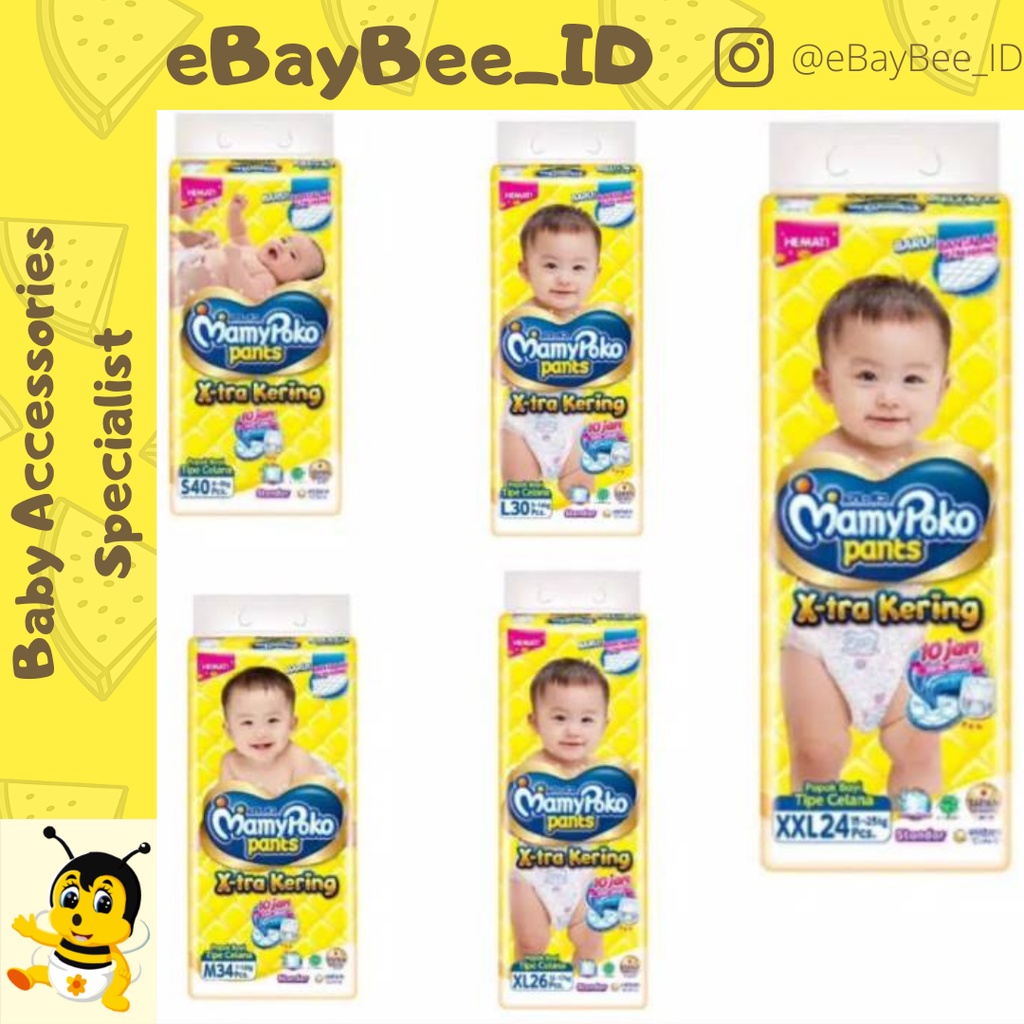 eBayBee_ID Mamypoko Pants Xtra Kering Standar | Popok Bayi S40 M34 L30 XL 26 XXL 24