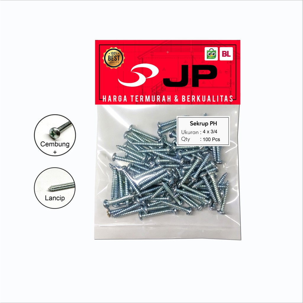 SEKRUP PH 4 x 3/4 - SKRUP PH 4x3/4 BAUT TAPPING ISI 100 PCS