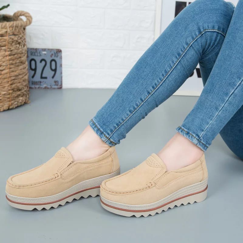 Sepatu Dari Karin sepatu wanita sepatu wedges kasual wanita suede sol 7cm KR-SW0034