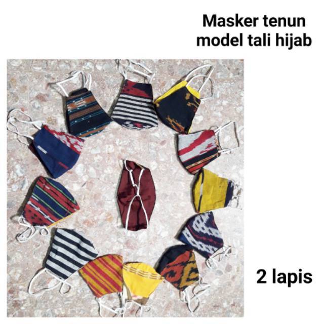 Masker  tenun lapis  katun harga per lusin mzurah meriah Motif  Random..bisa dipake utk yg berhijab