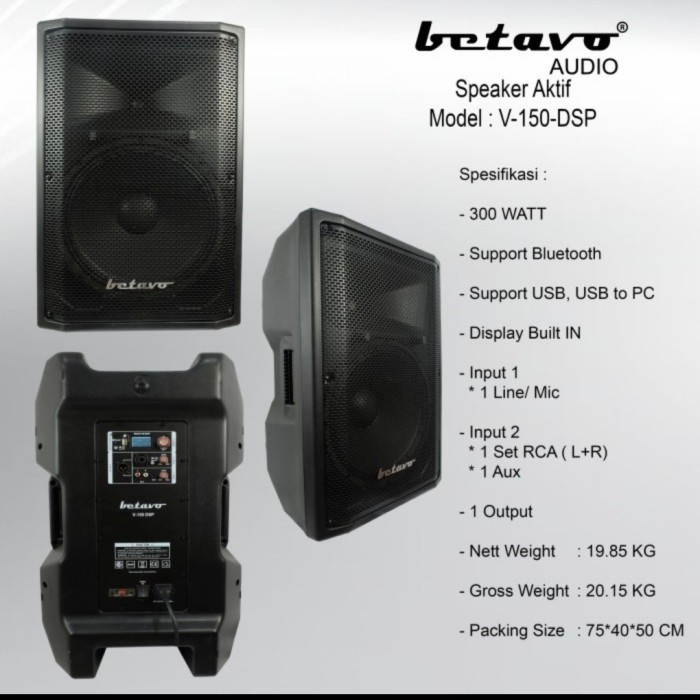 Speaker Aktif Betavo V150 Dsp 15 Inch 300W Usb Bluetooth Original Active V 150 V-150-Dsp ( Bayar Dit