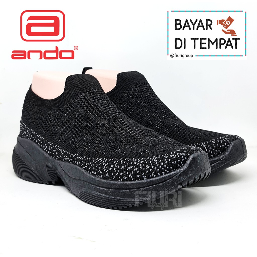 FIURI - Ando Original - NAOMI 37-40 FULL HITAM - Sepatu Kets Wanita - Sepatu Sneakers Wanita - Sepatu Olahraga Sport Wanita - Sepatu Casual - Sepatu Jogging Lari Fitness Gym Senam Wanita - Sepatu Sekolah Bertali SD SMP SMA