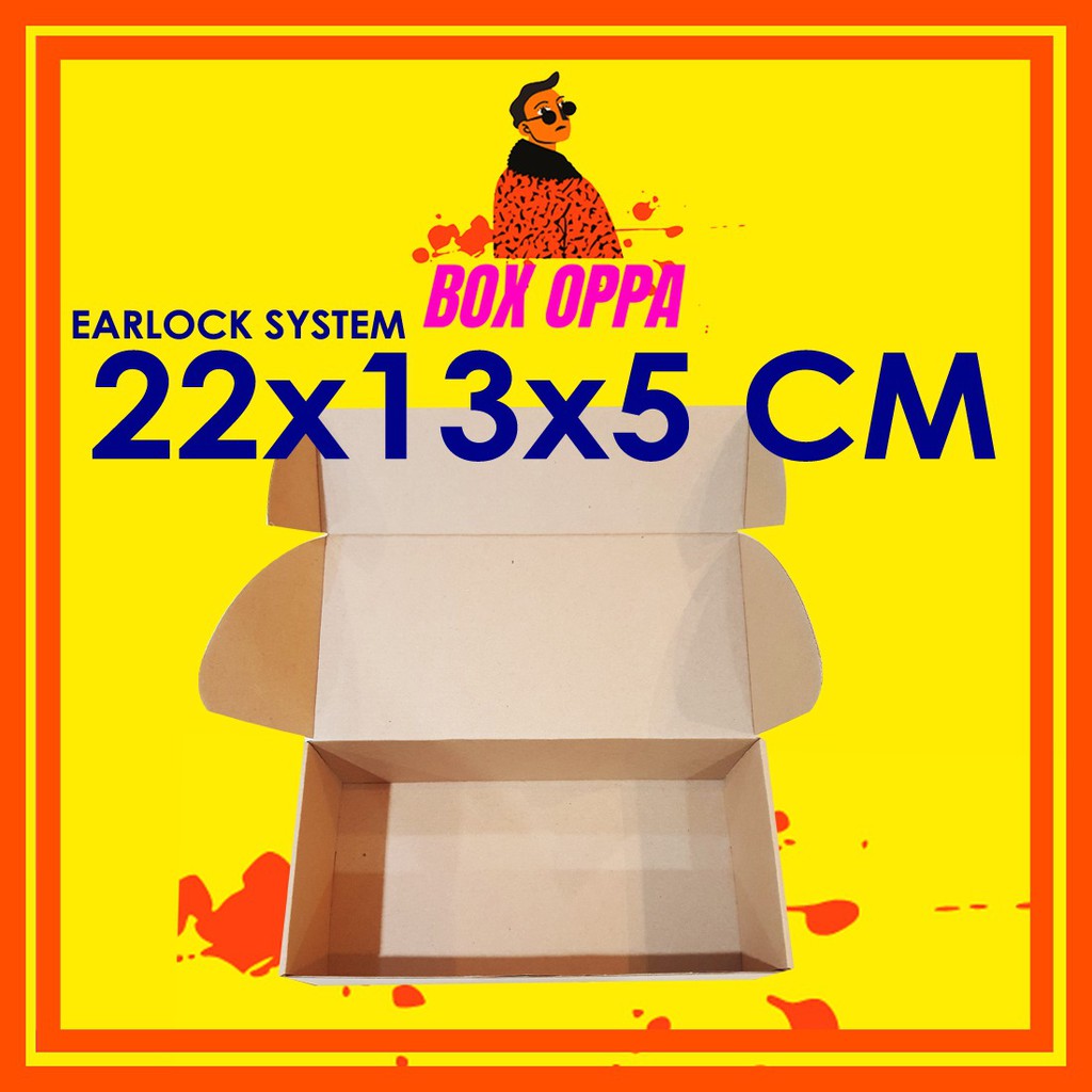 

Kardus EARLOCK uk 22x13x5 cm (ECER) Die Cut Box Kotak Packing Aksesoris Baju Makanan Pizza 1PCS