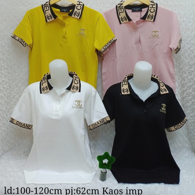 Kaos wanita / kaos wanita import / atasan chanel kerah / size XL