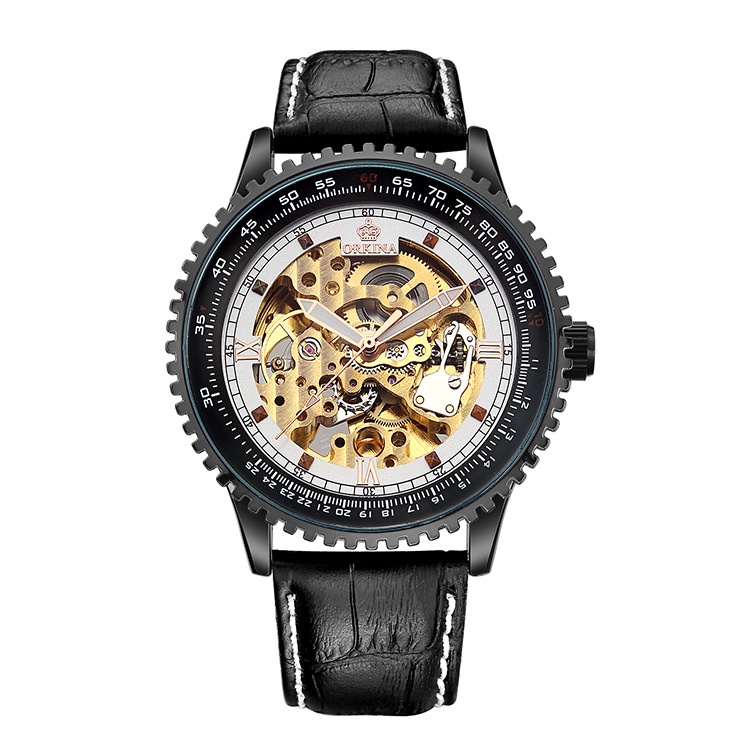 ✆Ou China MG.ORKINA jam tangan pria jam tangan mekanik otomatis berongga fashion jam tangan mekanik