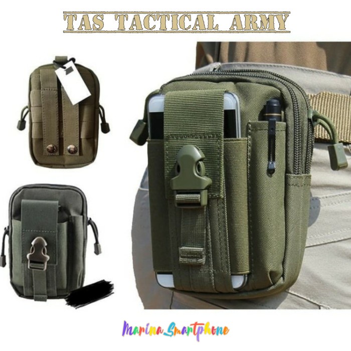 [MURAH] [COD] Tas Pinggang Tactical Army Pria Dompet Kanvas Pouch HP Travel Outdoor - Hijau