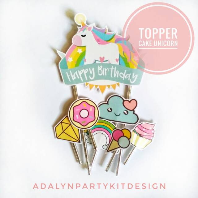 TOPPER CAKE UNICORN / HIASAN KUE ULTAH