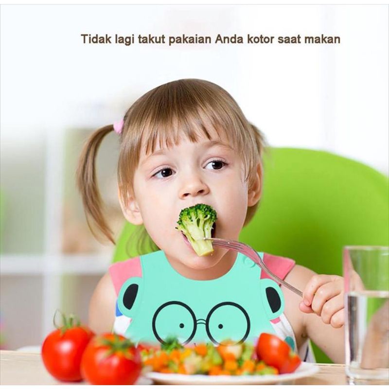 Celemek Makan Bayi Baby BIB Slabber Full Silikon