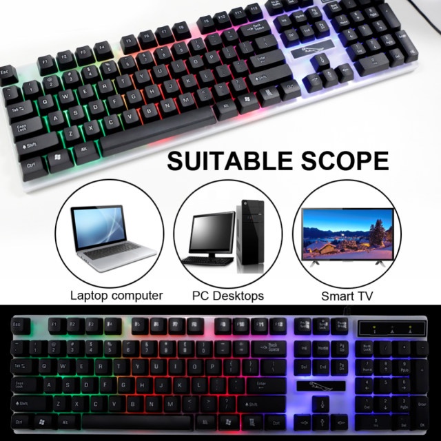 iFOX G21 Combo Paket Keyboard Cable Gaming + Mouse Gamer Kabel RGB LED Backlight Fullsize