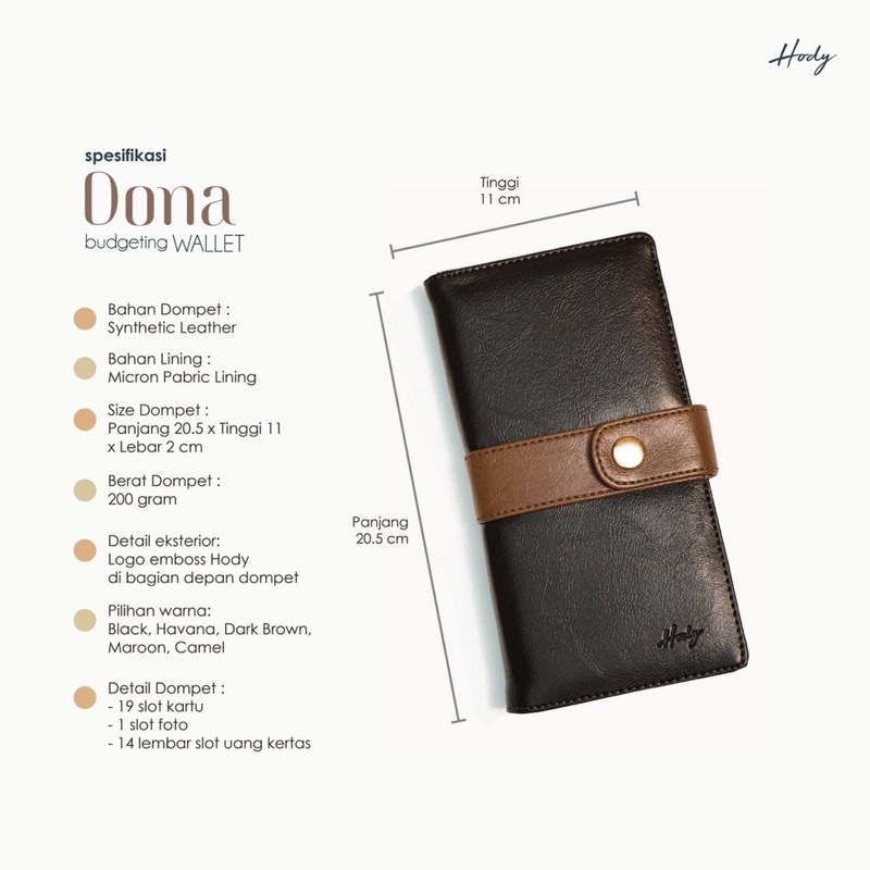 Dona Wallet Dompet Wanita Budgeting Synthetic Leather by HODY