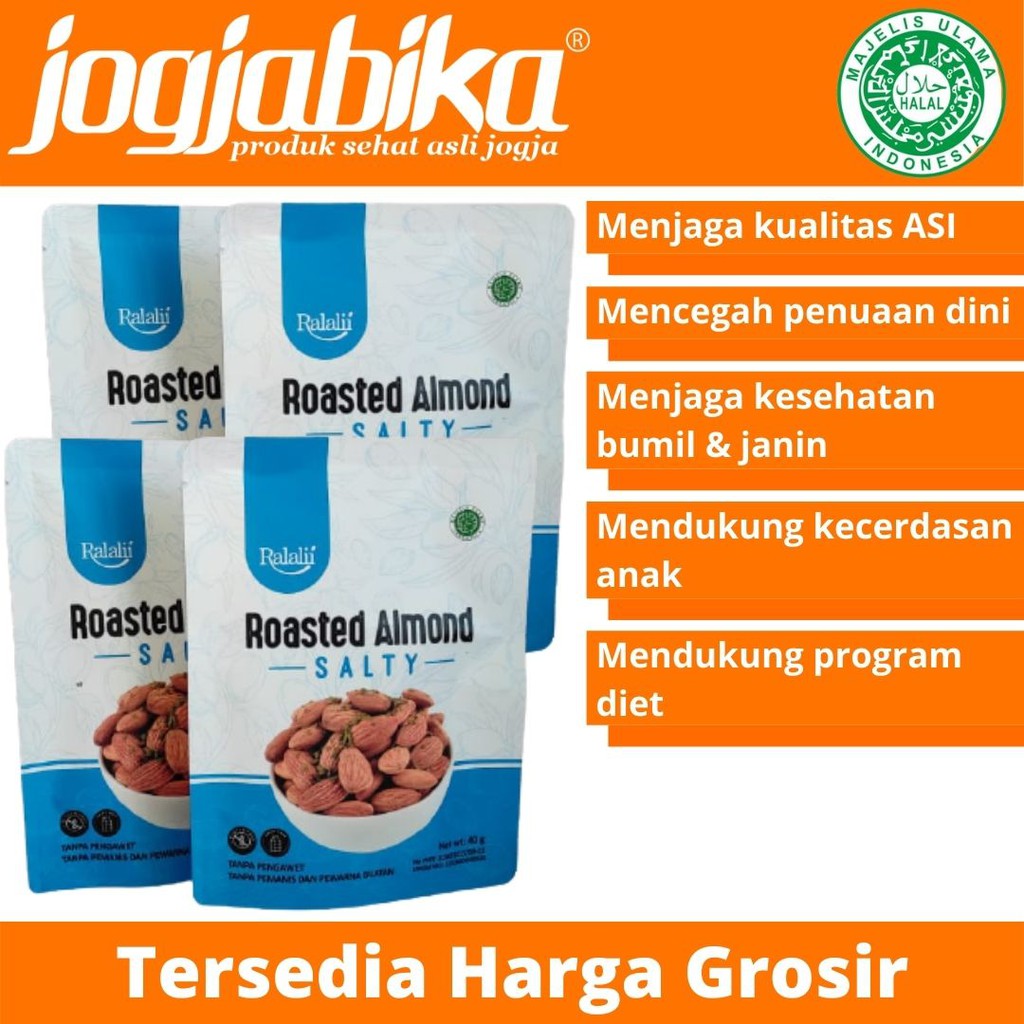 

Roasted Almond Panggang Rasa Asin Salty Kemasan Pouch Travel Size 40 g