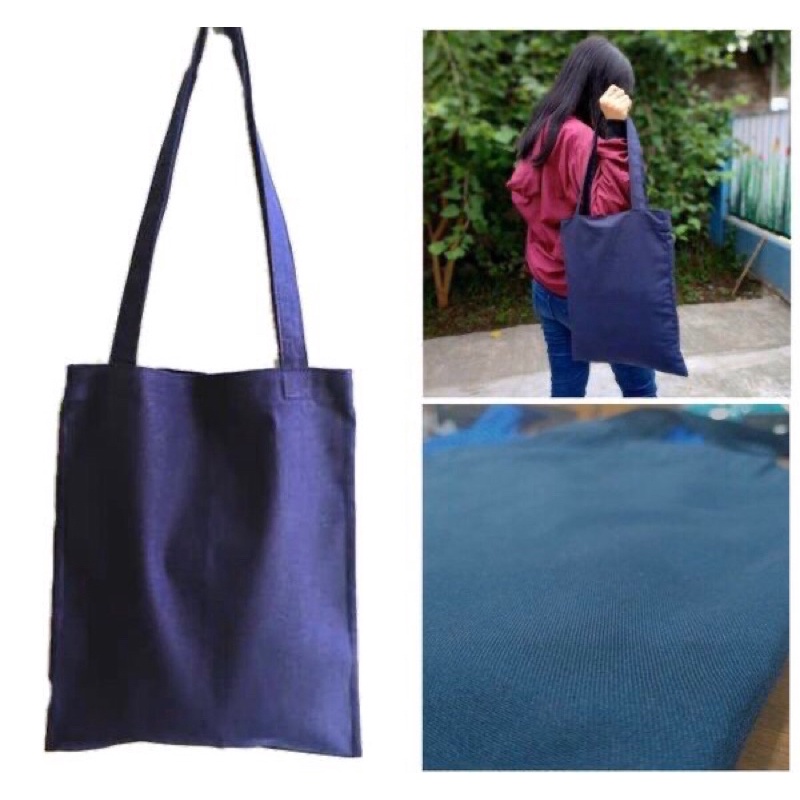 Tote Bag polos Bahan Kanvas Tebal dengan Resleting