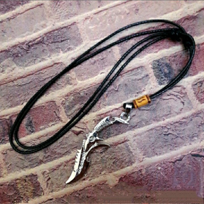 Kalung Pria Keren Tali Korea Asli Bandul Kujang Titanium Anti Karat Selamanya