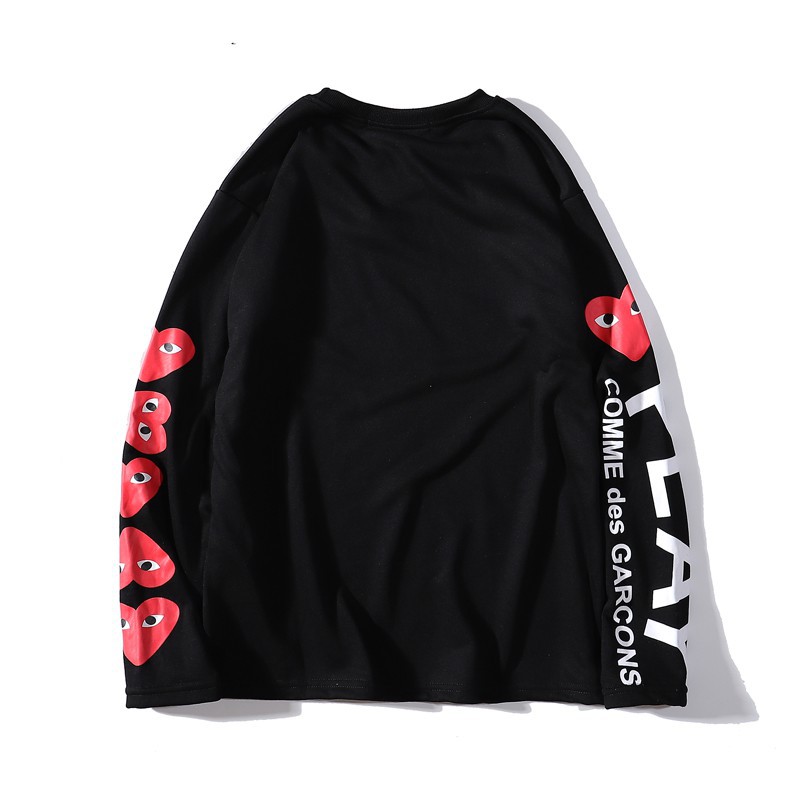 KOREA RAJUT LUCU HITAM BIRU LANGIT UNGU / CDG PLAY Red heart Cotton Sweater Kaus lengan panjang