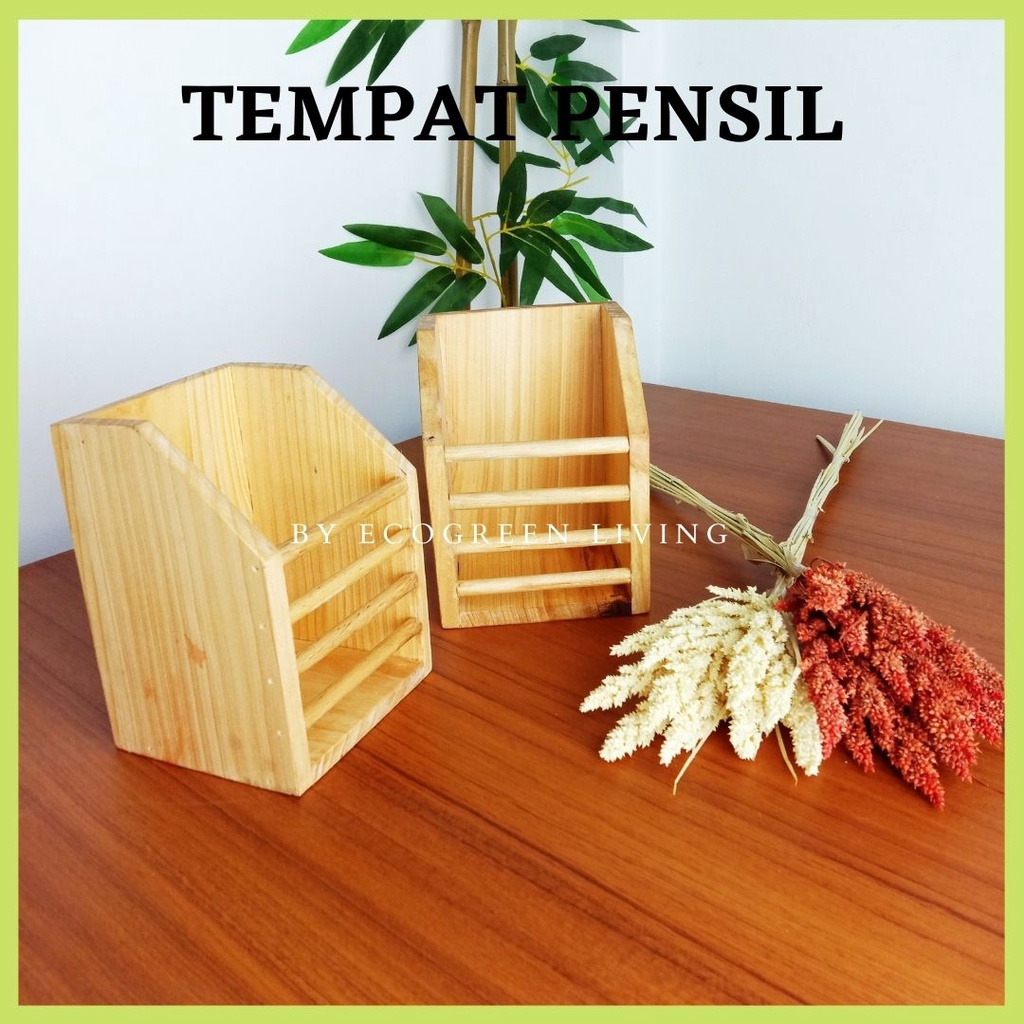 Pen Holder Desk Organizer Stationary / Wooden Desk Organizer / Tempat Pensil Kayu