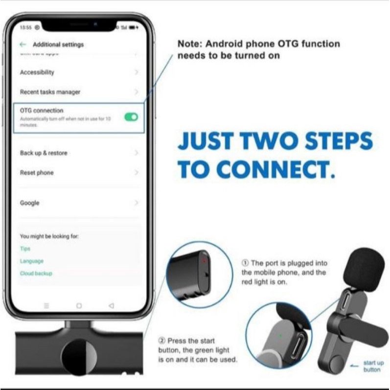 MICROPHONE WIRELESS TYPE IOS/LIGHTNING CLIP ON MICROPHONE PORTABEL UNTUK NGEVLOG/YOUTUBERS/TIKTOK