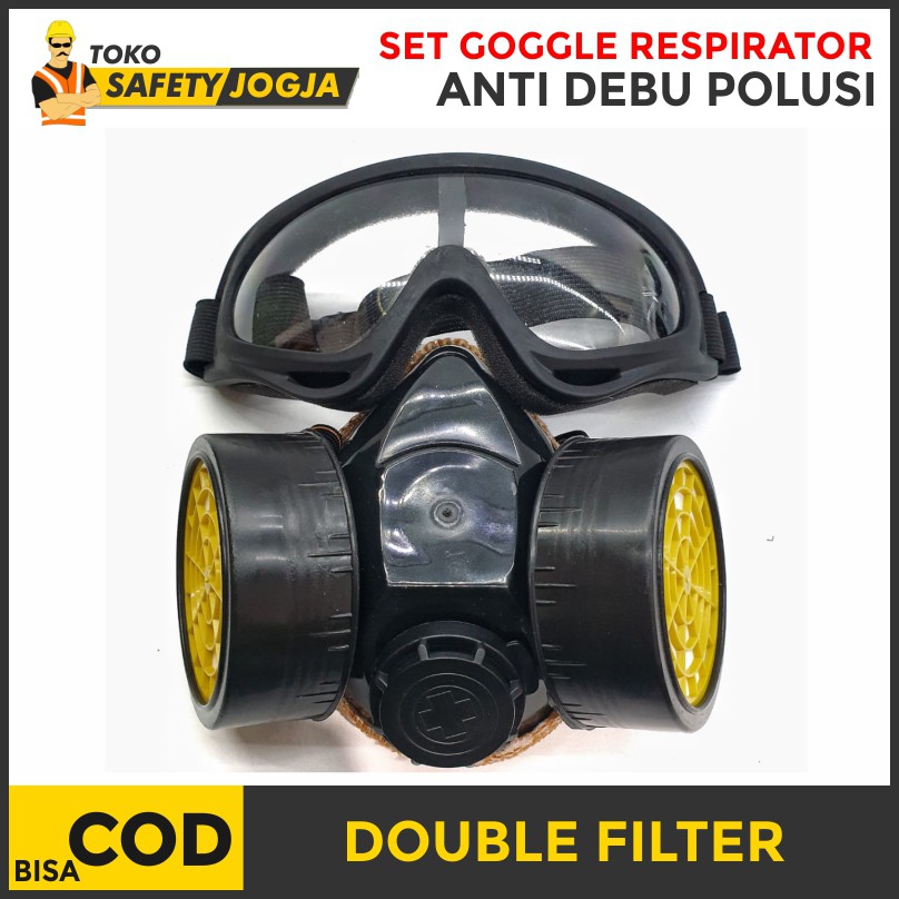 MASKER ASAP / MASKER CHEMICAL / RESPIRATOR DOUBLE DAN KACAMATA GOOGLE