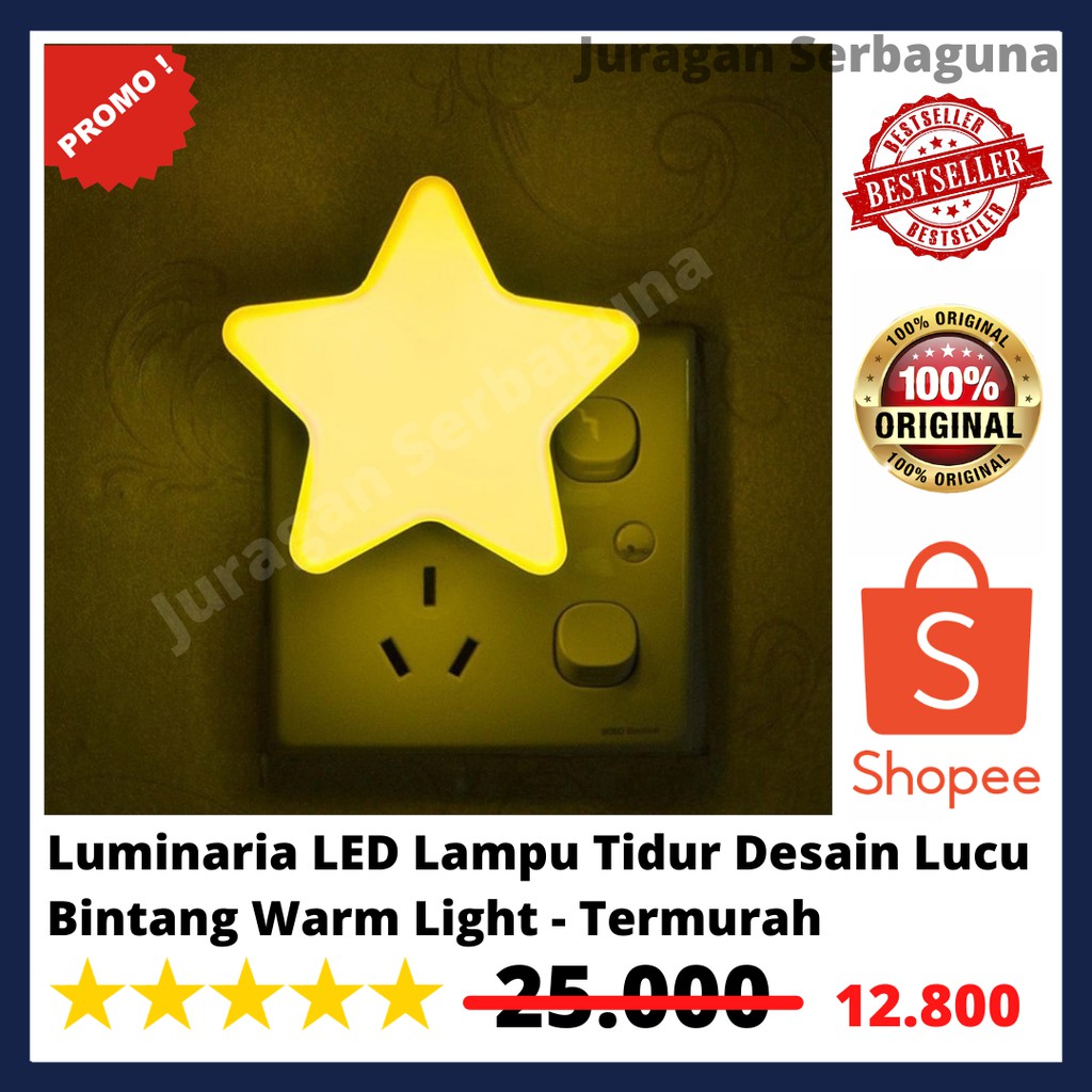 Luminaria LED Lampu Tidur Desain Lucu Bintang Warm Light - L300 - White - Termurah