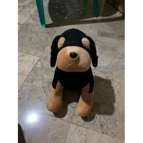 Mainan Boneka Anak Timezone Doggy Hitam Sit Ukuran Sedang 29cm