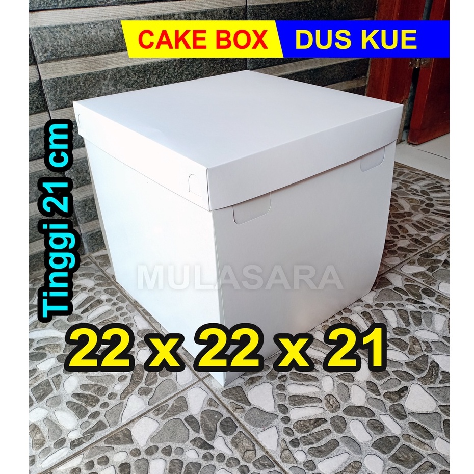 DUS 22x22x21 Polos/ TINGGI 21/ 22x22/ BOX 22x22x21/ Dus Kue ulang tahun/ Box Kue/ box Roti/ Cake Box