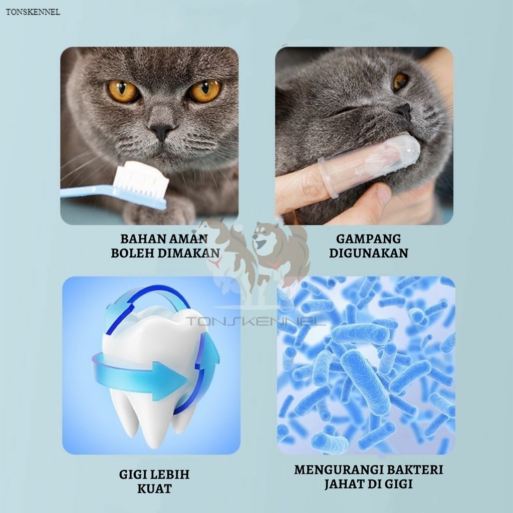 Pasta Gigi Odol Untuk Anjing dan Kucing Anabul Dengan Pilihan Sikat Gigi / Toothbrush Toothpaste Set For Pets