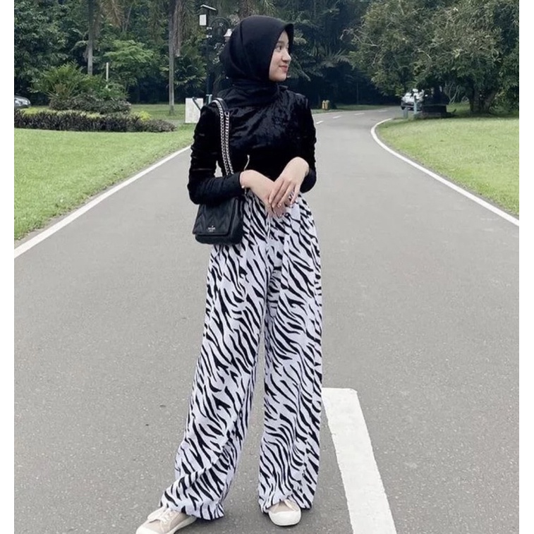Kulot tali rayon motif zebra terbaru bahan super adem