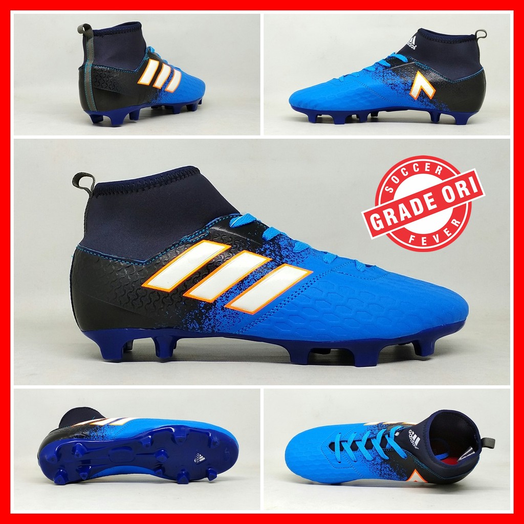 Sepatu Sepak Bola Anak Adidas Ace Hitam Biru List Orange Putih Boot Kids