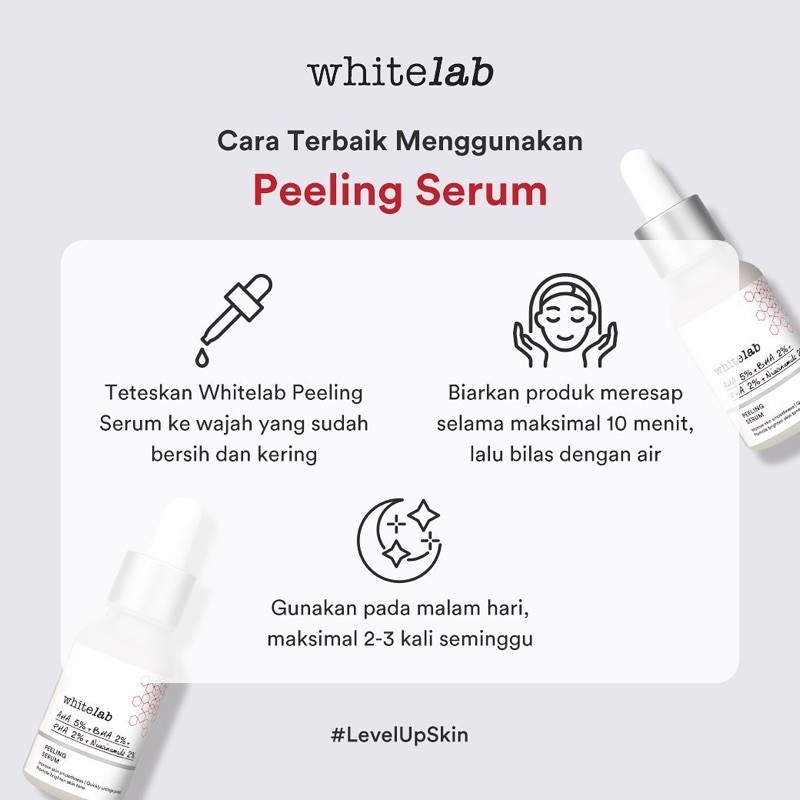 WHITELAB Brightening Peeling Serum Indonesia / AHA BHA PHA Facial Wash Hydrating Essence Toner Ampoule Day Night Underarm Eye Cream Sunscreen Clay Mask Masker Gel Body Soap / Face Acne Mugwort Heartleaf Niacinamide Calming Paket Wajah Lengkap Set Pelembab