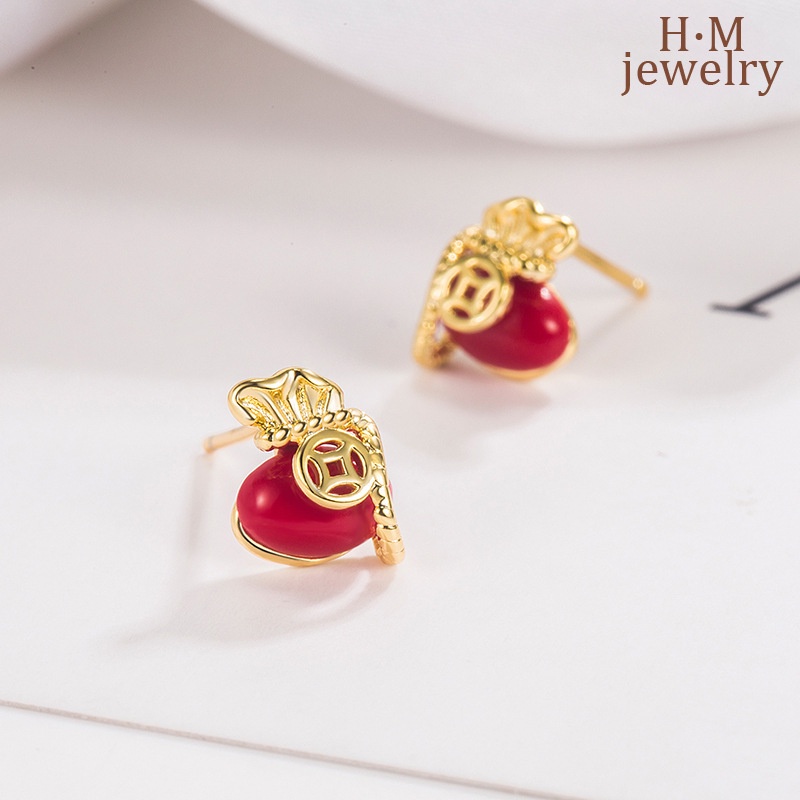 Anting Tusuk Sterling Silver 925 Dengan Batu Giok Hetian Untuk Wanita