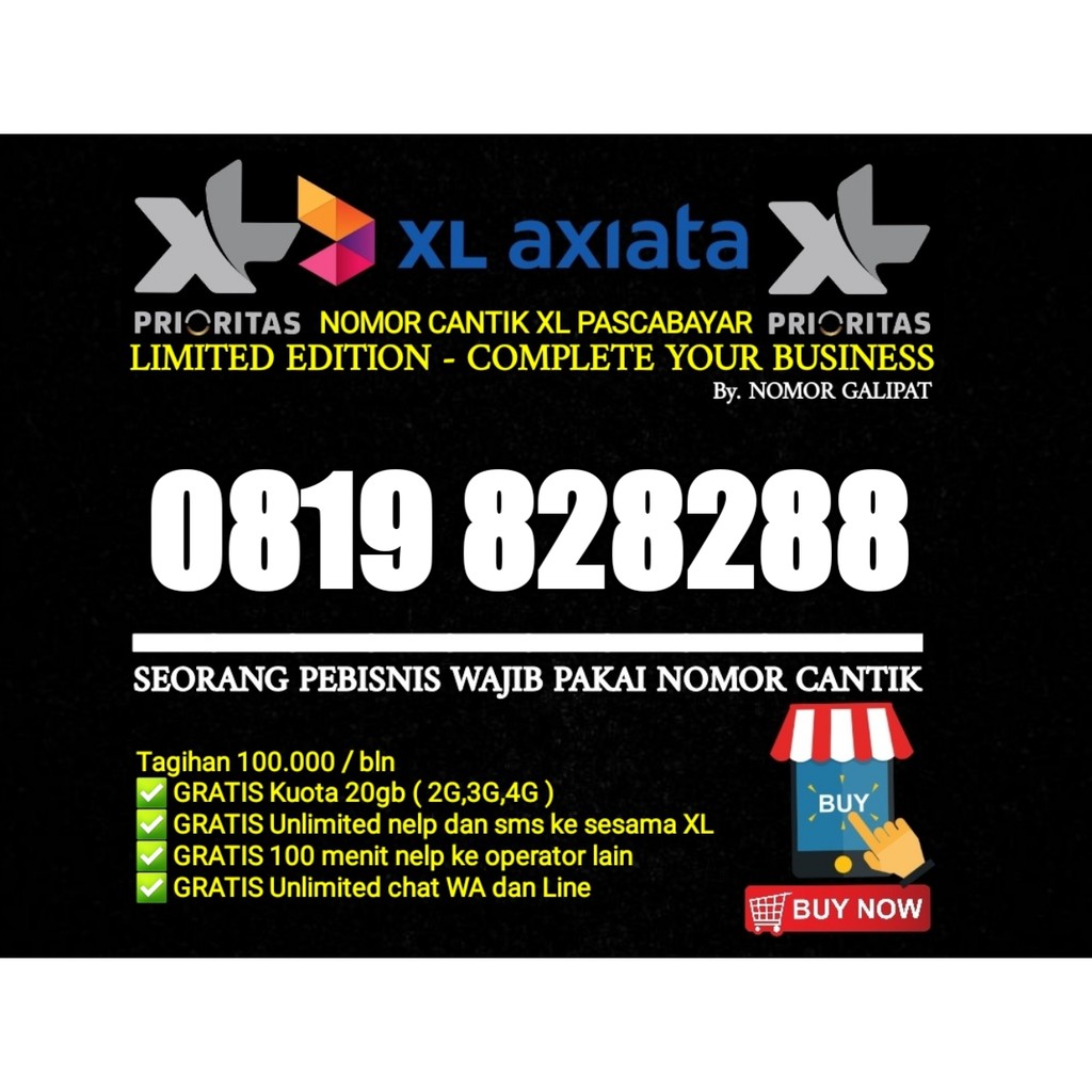 NOMOR CANTIK XL-AXIATA 10 DIGIT PRIORITAS PASCABAYAR 828288