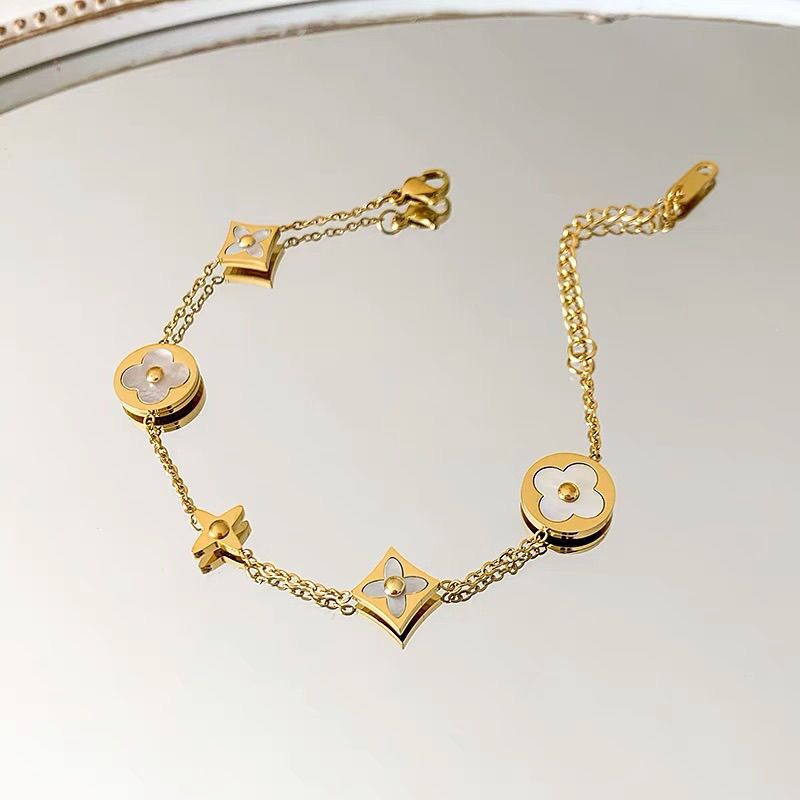 Gelang wanita 100% MURNI TITAN gelang wanita 4 daun semanggi semoga sukses ala korea-1