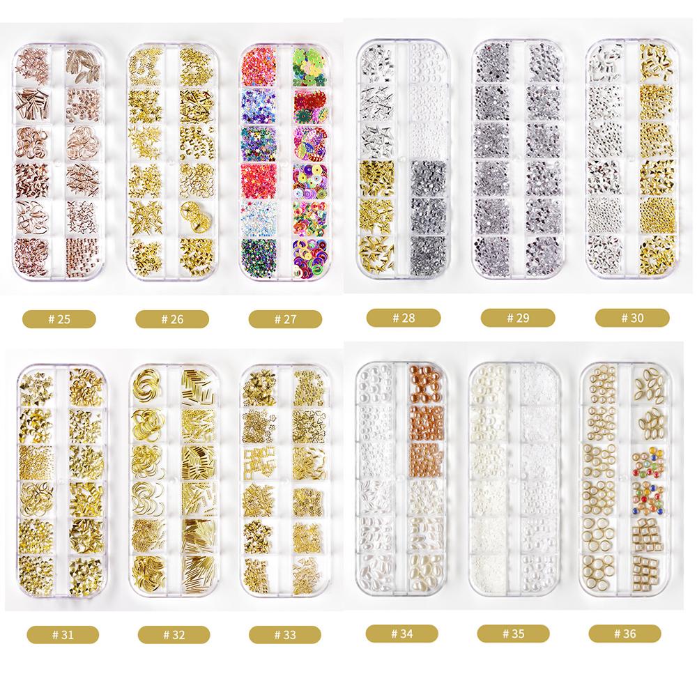 AUGUSTINA Agustinina Dekorasi Nail Art DIY Shell Flakes Colorful Laser Sparkly Shaped Rivets Hologram Kuku Rhinestones