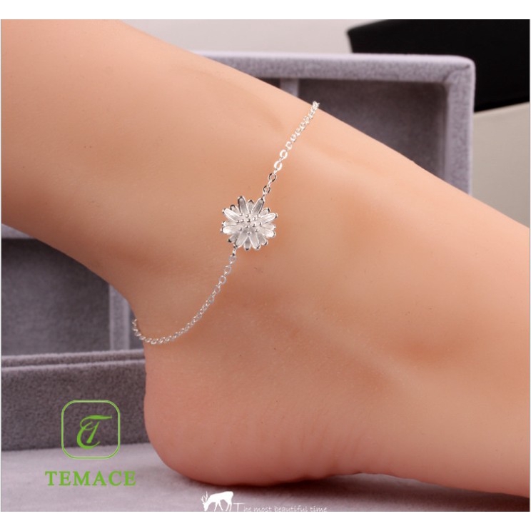 GELANG KAKI PERAK ASLI SILVER 925 LAPIS EMAS - MODEL MILANO KACA - PERHIASAN PERAK WANITA - PERAK ASLI ADA SURAT