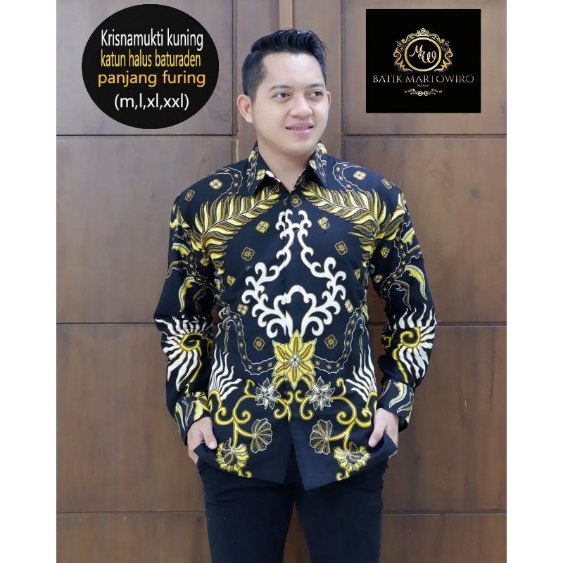 TERBARU! Kemeja Batik Lengan Panjang/Batik Lengan Panjang Pria KRISNAMUKTI KUNING PANJANG