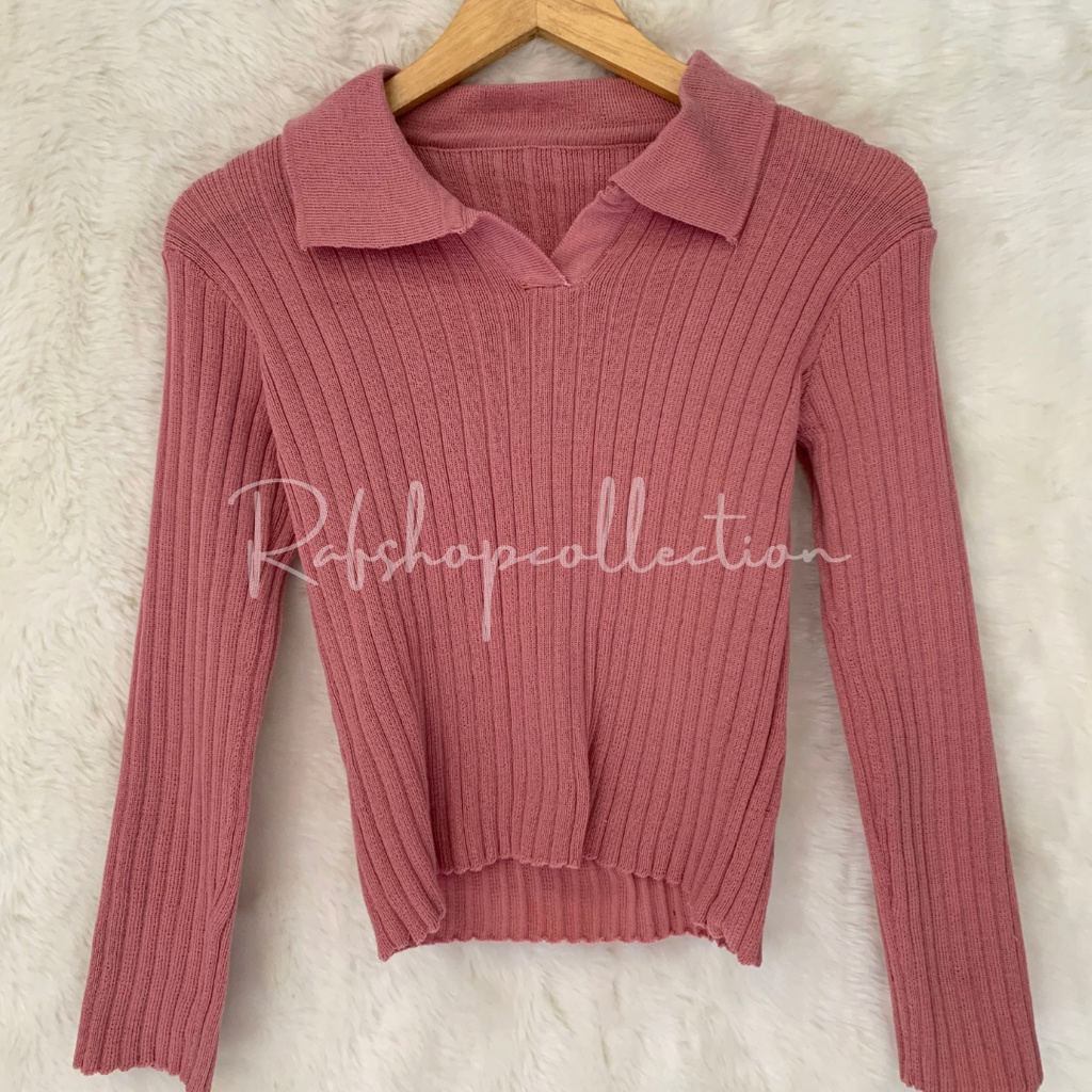 ALENA LONG SLEEVE POLO ATASAN WANITA/Atasan Rajut