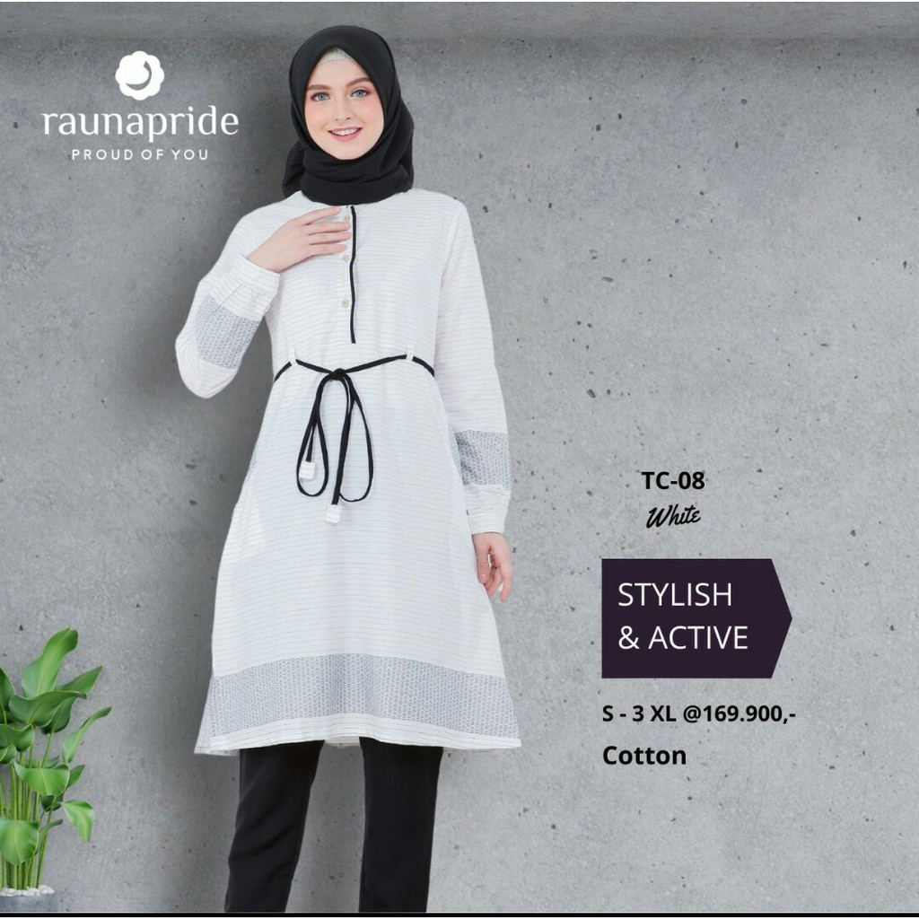 ATASAN TUNIK RAUNA TERBARU TC 08 WHITE