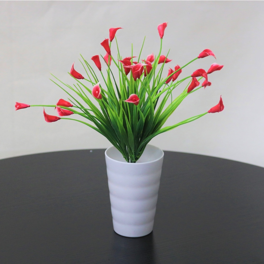 Swopply PT47 Pot Tanaman Hias Bunga Calla Lily Warna Bunga Plastik Dekorasi Ruangan Mini Artifisial Plant