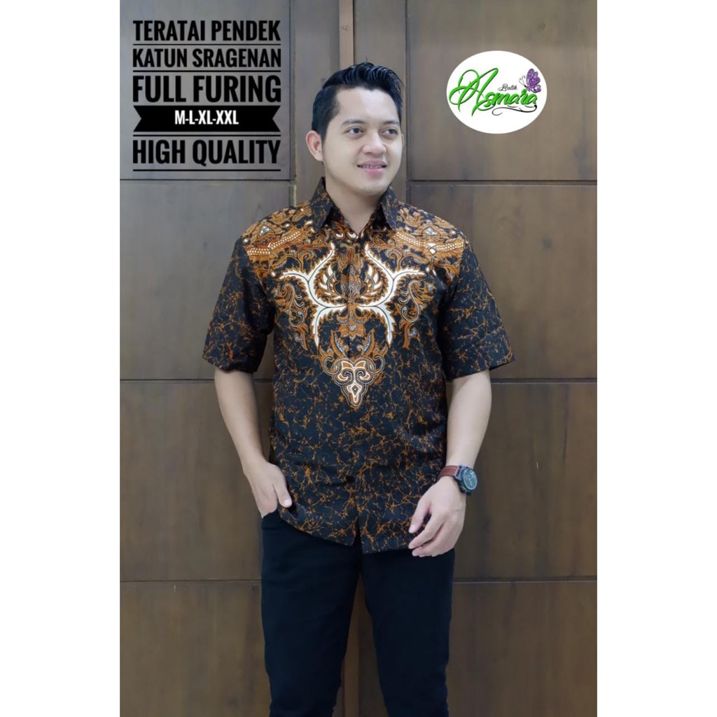 TERATAI PENDEK Kemeja Batik Pria Lengan Pendek Katun Halus FULL FURING Asmara