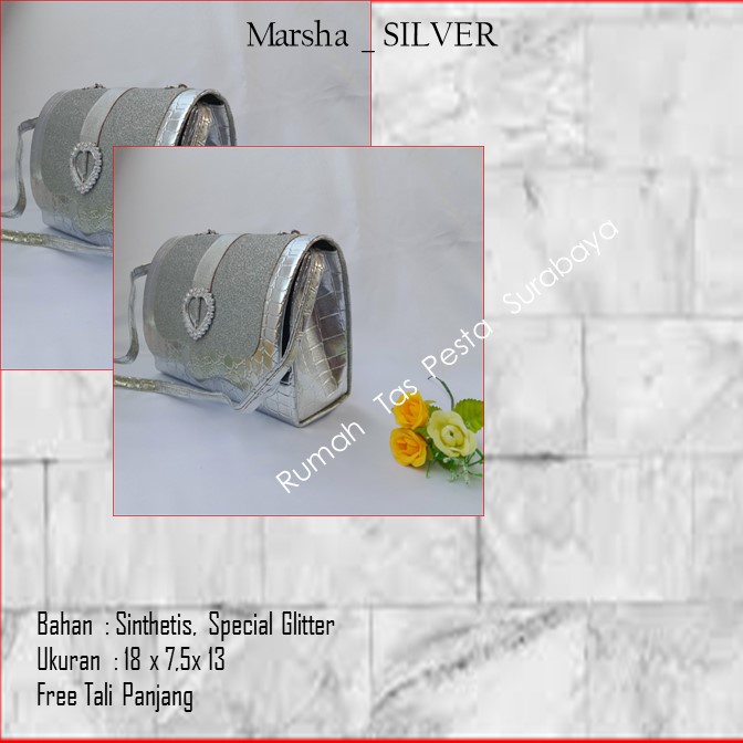 Tas Imut,Tas Kondangan,Tas Gliter,Marsha _ SILVER