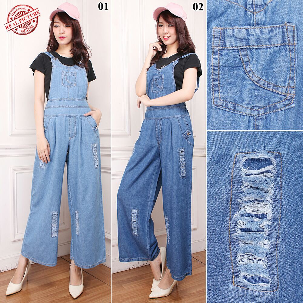 SB Collection Celana Panjang Saskia Overall Jumpsuit Jeans Wanita