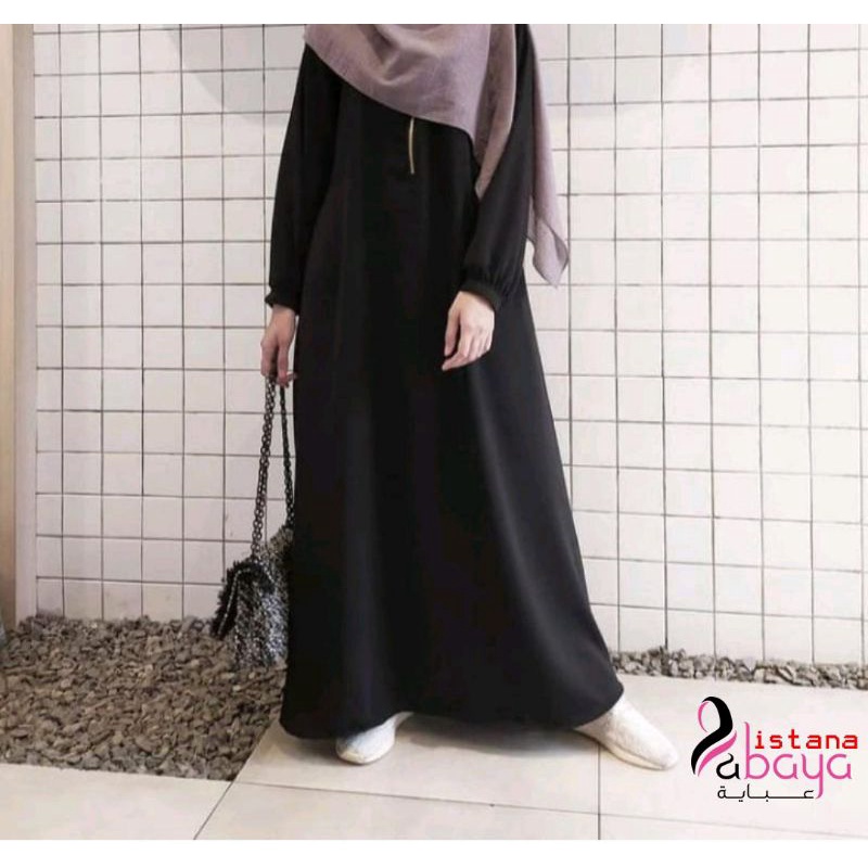 (TERMURAH SESHOPEE) Abaya polos saudi simpel & cantik bagi yg suka gamis ga ramai tapi elegan(busui friendly).-Tangn Wudhu Frindly-