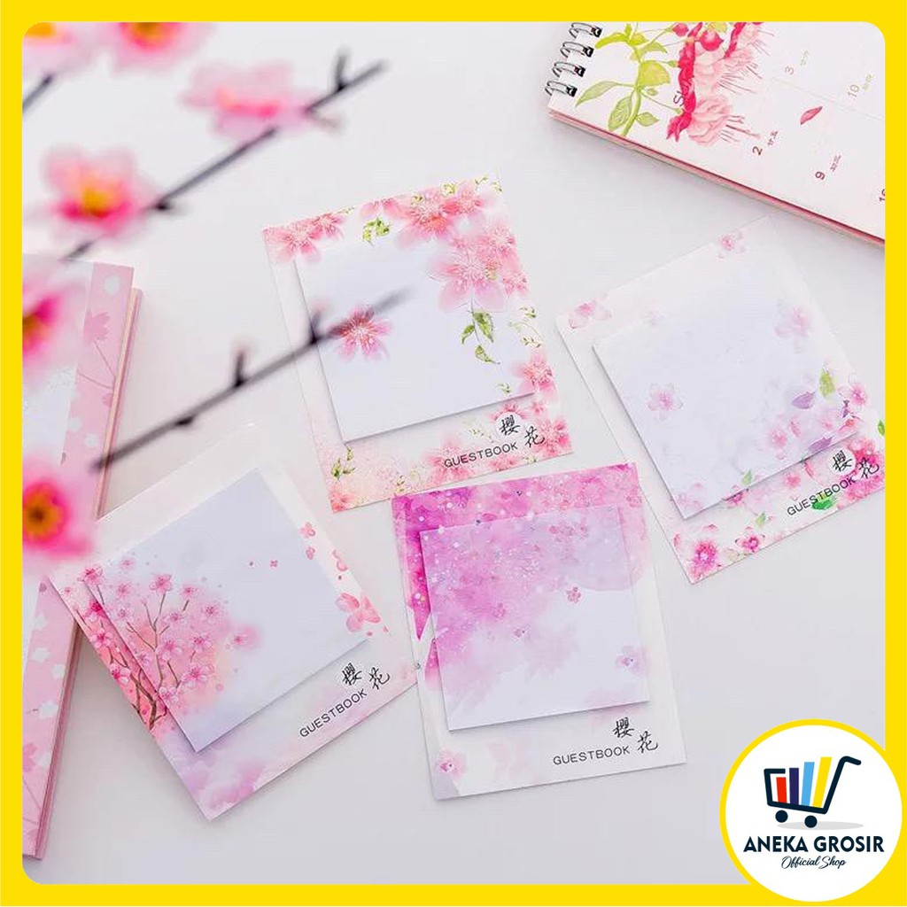 

ANEKAGROSIR | STICKY NOTE MOTIF BUNGA SAKURA - MEMO MINI - STICKY NOTE