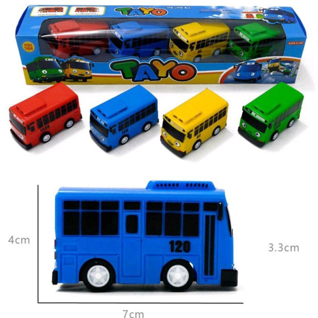 MAINAN BUS TAYO PULLBACK DI DORONG BERJALAN / MAINAN MOBIL TAYO ISI 4 PULLBACK / MAINAN TAYO GANDENG