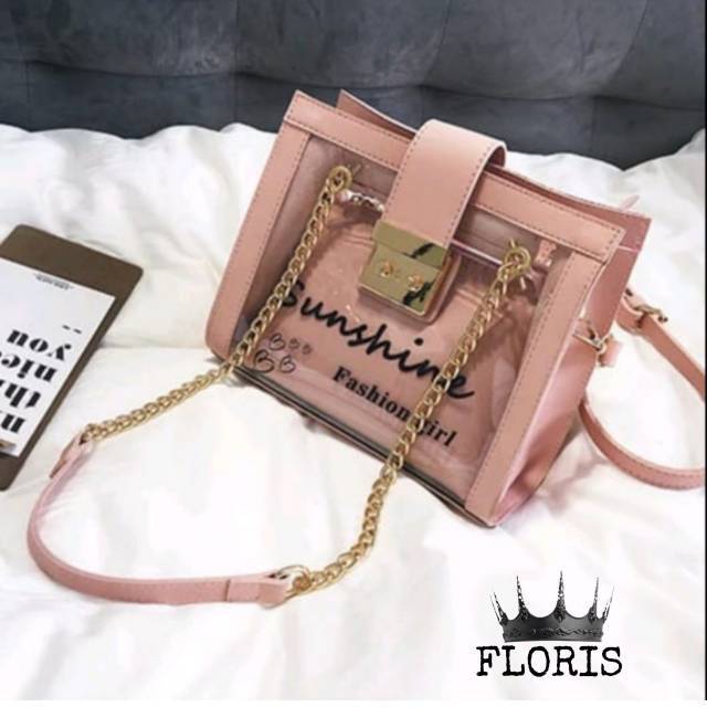 Selempang sunshine floris gesper rante konci gembok